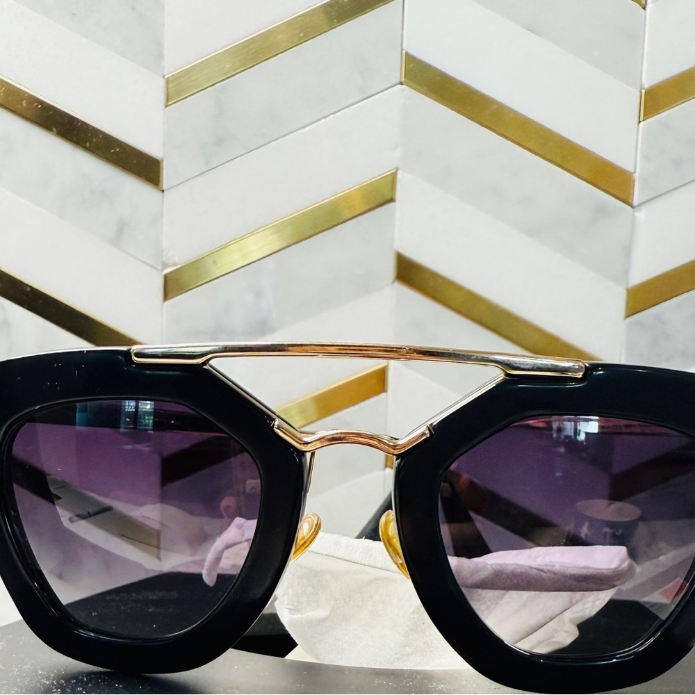 Prada Cinema Black and Gold Sunglasses - Picture 5 of 8